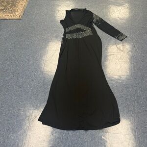 Lucky & Blessed Black Maxi Dress with Silver Accents